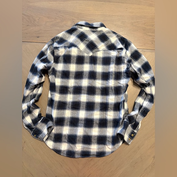 Levi's Men's Navy and White Plaid Button Down Shirt - Picture 4 of 4